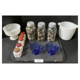 Milk Glass, Coleman S&P Shakers, Buttons.