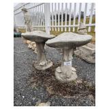 (2) Concrete Mushroom Statues.