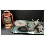 Cast Iron Scale, Dietz Oil Lamp.