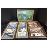 5 Framed Oil Paintings.