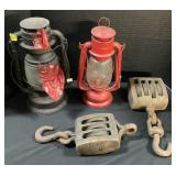 Dietz & Jupiter Oil Lamps, Cast Iron Pulleys.