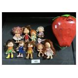 9 Strawberry Shortcake Dolls & Strawberry Case.