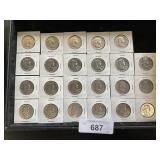 23 90% Silver Franklin Half Dollars.