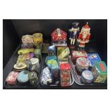 Advertising Tins, Coin Banks, Christmas Decor.