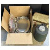 Metal Cafeteria Trays, Water Cooler, Tin.