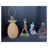 Pineapple Lamp, Jiminey Cricket Figure.