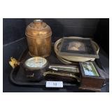 Banjo Style Wall Clock, Copper Container.