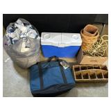 2 Coolers, Quilts, Basket Planters, Carrier.