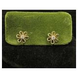 14KT Gold Earrings W/Diamond Accent.