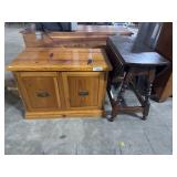 Pine Cabinet, Mid Center Drop Lead Side Table.