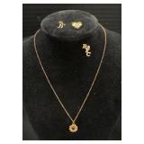12KT Gold Filled Necklace, 14KT Gold Pin.