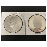 2 40% Silver 1976-S Eisenhower Dollars.