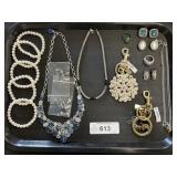 Sterling Silver Earrings, Rings, Coach Key Chains.