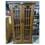 Wooden 2 Glass Panel Door Media Cabinet.