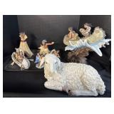 Ceramic Native American Figures & Lamb.