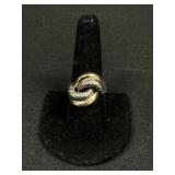 18KT Gold Ring W/Silver Accent.