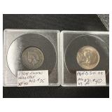 1904 Indian Head Cent, 1964-D Jefferson Nickel.