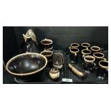 Pfaltzgraff Dark Brown Drip Glaze, Mugs, Pitcher.