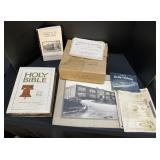 Local Ephemera, B&W Photos, Bible, Cups.