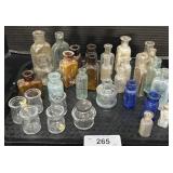 Amber, Blue, Aqua & Clear Glass Medical Bottles.