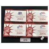2002, 2004, 2005, 2006 Silver U.S Proof Sets.