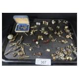 Costume Jewelry Cuff Links, Tie Tacks.