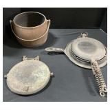 Cast Iron Waffle Irons & Pot, Puritan.