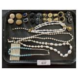 Sterling Silver Beaded Necklace, Costume Jewelry.