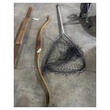 Vtg Recurve Bow, Fishing Net.