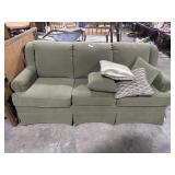 Large Green 3 Seater Sofa W/Pillows.