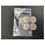 ï¿½71-D, ï¿½72-D, ï¿½73-D, ï¿½77 Kennedy Half Dollars.