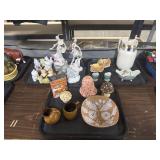 Ceramic Cat Figures, Mushrooms, Pitcher.