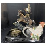 Native American Statue, Chicken Teapot.