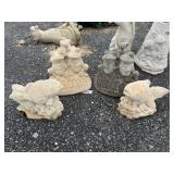 (4) Concrete Fish/Frog Garden Statues.