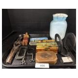 Blue Vase, Postcards. Clamps.