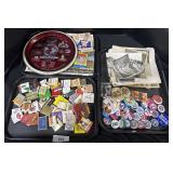 Political Pins, Black & White Military Photos.