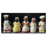 Black Americana S&P Shakers, Oil & Vinegar Jars.