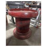 Red Painted Rattan Style Base Table.