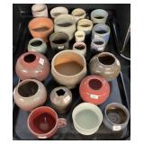 22 Hand Thrown Stoneware Vases, Bowls, Mug.
