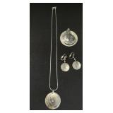 Sterling Silver Necklace & Earrings.