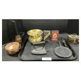 Advertising, Cast Iron, Copper Pot, Candle Holder.