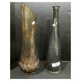 Swung Amber & Blown Glass Vases.