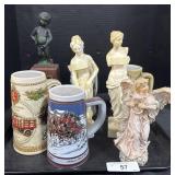 Vintage Beer Steins, Roman Statues.