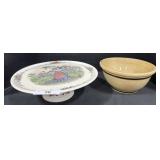 Cake Stand, Yelloware Pottery Bowl.