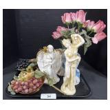 Angel Statues, Faux Grape Decor, Angel Vases.