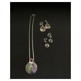 Sterling Silver Necklace & Earrings.