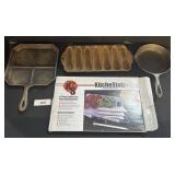 Griswold Cast Iron Pan & Mold, Kitchen Knives.