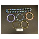 5 Cloisonnï¿½ Bangle Bracelets & Beaded Necklace.