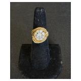 18 KT Gold Ring W/Diamond Accents.