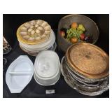 Assortment Of Serving Plates/Trays, Plastic Fruit.
